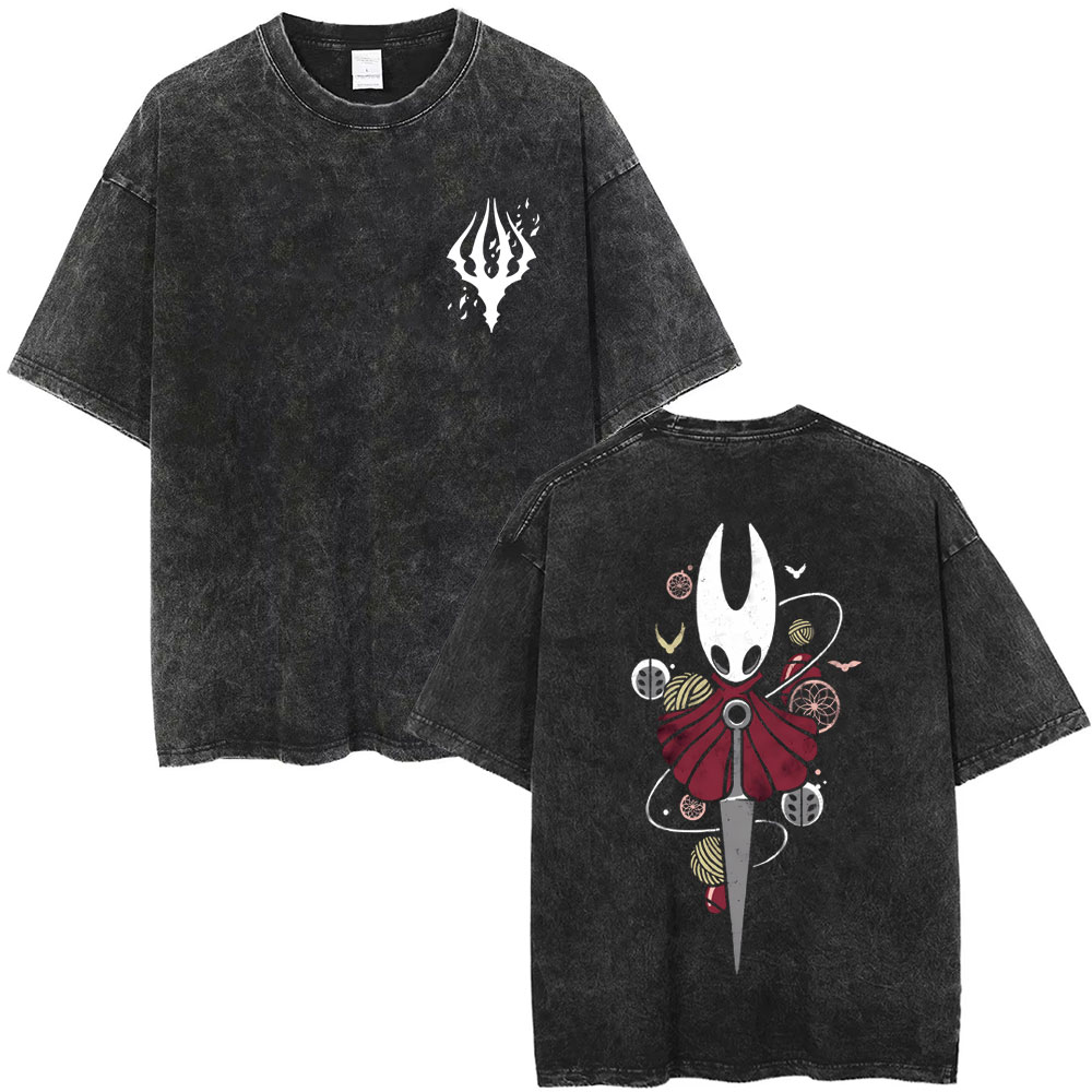 Retro Gaming T Shirt - Washed Vintage Game Hollow Knight Double